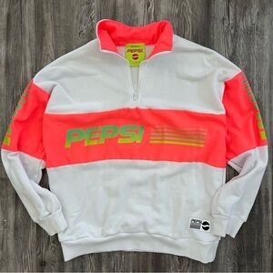Retro Pepsi x Forever 21 Vintage Style Neon Quarter Zip Sweatshirt